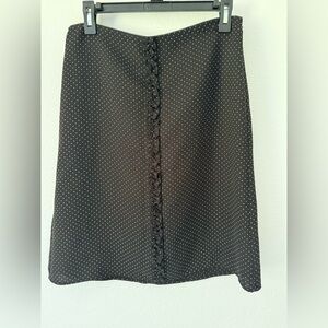 LOFT Black and White Ruched Pencil Skirt Midi Length